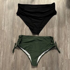 Brand New With Tags Women’s High-Waist Swim Bottoms - Black & Olive
